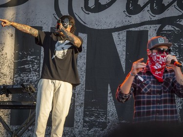 Hollywood Undead performs during the Heavy Montreal Festival on Sunday, July 29, 2018.