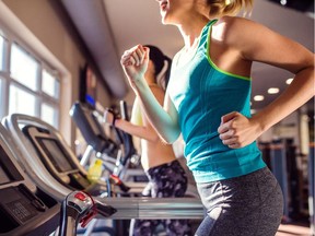 if you want to match your treadmill workout to your outdoor workout, increase both incline and speed. Postmedia News files

Two women running in sports clothes on treadmills in modern gym. For Paul Robinson fitness column ORG XMIT: POS1711241033194183