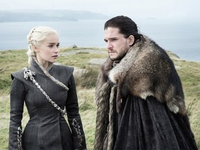 Emilia Clarke and Kit Harington in Game of Thrones.