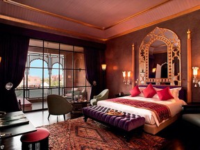 Rich colours and layered, intricate patterns make for an exotic getaway room.