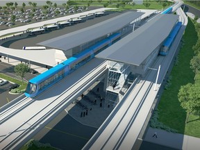 The Réseau express métropolitain electric train is to cover 67 kilometres and feature 27 stations, connecting downtown Montreal and the South Shore, the West Island, Trudeau Airport and Deux Montagnes. This image was provided in October 2017.