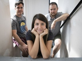 Luminance co-founders, from left, Samuel Noël, Frédérique Gaudet and François Tremblay at their office in Montreal.