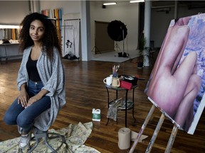 Keish JP in her painting studio in Montreal.