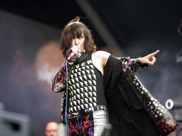 The Yeah Yeah Yeahs performs on Day 1 of the Osheaga festival in Montreal, August 3, 2018.