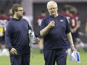 "We think alike, we walk alike and we act alike a lot of times," Alouettes head coach Mike Sherman says of his son Ben.