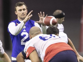 Alouettes quarterback Johnny Manziel during practice on Aug. 9, 2018.