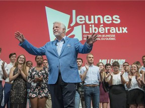 “On Oct. 1, Quebecers will have a choice to make,” Premier Philippe Couillard said as he addressed the Liberal youth wing at Centre Pierre-Charbonneau Saturday, Aug. 11. “False change and illusions, or the strong Quebec we have built."