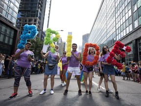 Participants in Montreal's Pride parade on Sunday, Aug. 19, 2018.
