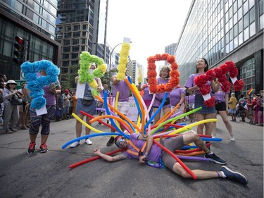 Participants in Montreal's Pride parade on Aug. 19, 2018.