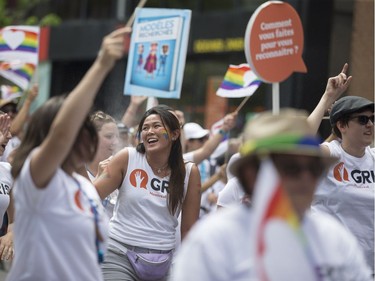 Participants in Montreal's Pride parade on Aug. 19, 2018.