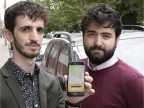 Dardan Isufi and Raphael Gaudreault are seen with their phone app on Wednesday, Aug. 22, 2018.