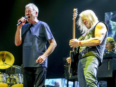Deep Purple singer Ian Gillian and guitarist Steve Morse during concert in Montreal Wednesday August 29, 2018.
