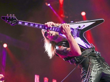 Judas Priest guitarist Richie Faulkner during concert in Montreal Wednesday August 29, 2018.