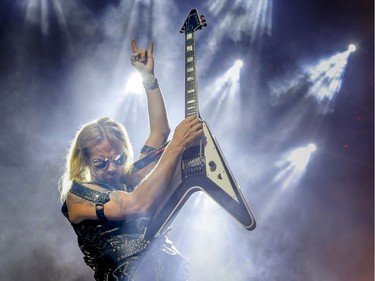 Judas Priest guitaist Richie Faulkner during concert in Montreal Wednesday August 29, 2018.