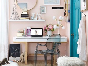 A desktop, a comfy seat and your laptop are all you need to carve out the perfect workspace at home.