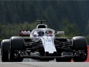 Lance Stroll shows his form during practice for the Belgian Grand Prix. He is unlikely to stay with the Williams team much longer.