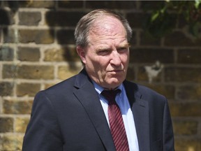 American political consultant, Samuel Pimm at Ealing Magistrates' Court in London, on Monday Aug. 6, 2018, where he was found guilty of assaulting a passenger on a transatlantic flight.