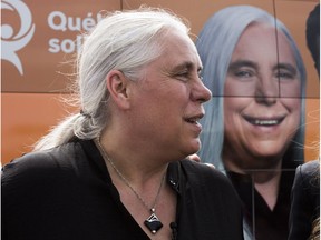 Québec solidaire co-spokesperson Manon Massé's campaign took her to a vineyard on Friday.