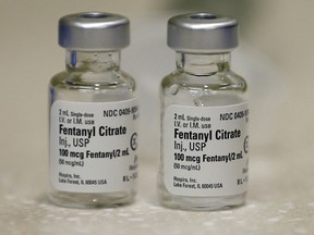 In this 2018 file photo, vials of fentanyl are shown in the inpatient pharmacy at the University of Utah Hospital in Salt Lake City.