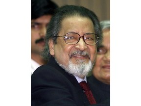 FILE - In this Feb. 18, 2002 file photo Nobel laureate V.S. Naipaul attends an International Festival of Indian Literature in New Delhi, India. The family of the Trinidad-born British author says the Nobel Literature laureate has died at the age of 85. The family said in a statement late Saturday, Aug. 11, 2018, that the novelist had died at his London home.