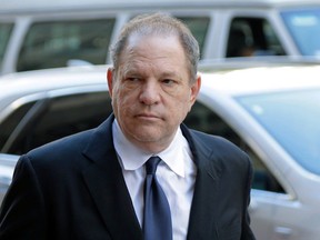 FILe - In this July 9, 2018 file photo, Harvey Weinstein arrives to court in New York. A New York judge cited the long history of the casting couch in Hollywood as he approved for trial the sex trafficking claims of an aspiring actress against Weinstein. U.S. District Judge Robert W. Sweet said the lawsuit filed by Kadian Noble last fall was fairly brought under sex trafficking laws Congress passed that had an "expansive" definition of what could be considered a "commercial sex act."