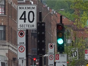 The speed limit on some Montreal streets has been lowered to 40 kilometres per hour from 50 km/h. Many residential streets go down to a 30 km/h limit.