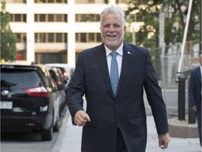Quebec Liberal Leader Philippe Couillard launches provincial election in Quebec City.