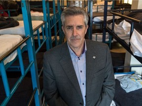 Matthew Pearce in one of the sleeping quarters of the Old Brewery Mission in Montreal in 2016.