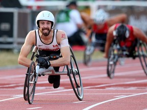Brent Lakatos of Canada wins in the 400m T53 final at the IPC Athletics World Championships on July 21, 2013, in Lyon, France.
