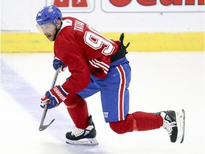 Tomas Tatar skates through a drill during Canadiens' training camp on Sept. 14, 2018 at the Bell Sports Complex in Brossard.