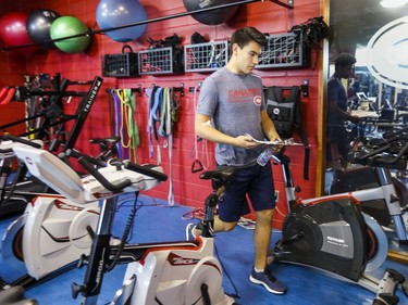 Newly-acquired Montreal Canadien Nick Suzuki walks through the gym during fitness testing on the first day of training camp at the Bell Sports Complex in Brossard on Thursday, Sept. 13, 2018.