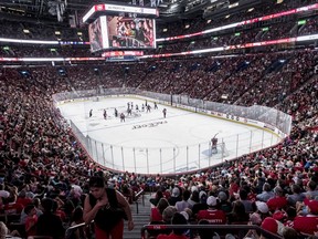 A crowd of about 15,000 watched the Canadiens' annual Red vs. White scrimmage at the Bell Centre on Sunday.