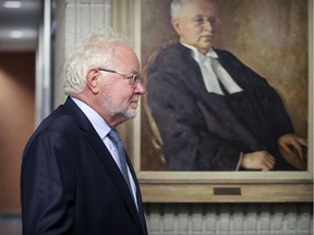 Quebec Court Judge Jean Paul Braun heads to courtroom at the Palais de Justice to appear before the Conseils de la magistrature Sept. 17, 2018.