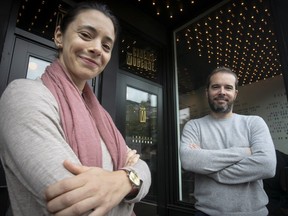 With Cinéma Moderne, "We wanted to create an environment where people can meet and socialize, that is more festive than a regular theatre," said Roxanne Sayegh, with co-owner Alexandre Domingue outside the new café-bar-cinema on St-Laurent between Fairmount and Laurier.