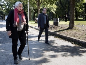 Manon Massé, co-spokesperson of Québec solidaire, leaves a press conference in Montreal on Monday September 24, 2018.