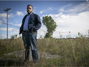 Pierrefonds resident Daniel Khoury stands near the planned north-south urban boulevard, which will lead to the new REM station in Kirkland. Khoury has launched a petition asking for Montreal to reverse its decision to transform what was supposed to be a north-south urban boulevard leading to the REM station in Kirkland into a green pathway accessible to only pedestrians and cyclists.