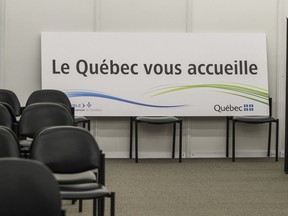 Empty chairs at an Immigration Quebec welcome centre in 2015.