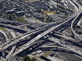 The Turcot Interchange is seen in an aerial view in July.