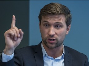 Gabriel Nadeau-Dubois of Québec Solidaire met members of the Montreal Gazette editorial board and senior journalists on Tuesday, Sept. 25, 2018.
