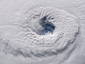 A high-definition camera outside the International Space Station captured a NASA view of the eye of hurricane Florence Sept. 12, 2018.