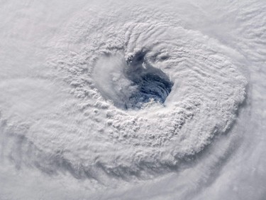 A high definition camera outside the International Space Station captured a NASA view of the eye of Hurricane Florence Sept. 12, 2018.