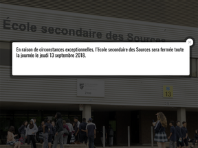 Ecole des Sources in Dollard des Ormeaux closed on Thursday as a precaution.