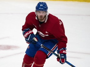 Canadiens forward Paul Byron skates during training camp at the Bell Sports Complex in Brossard on Sept. 14, 2018.
