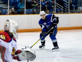 Josh Lawrence is seen during a QMJHL game in a recent handout photo. Lawrence, from Fredericton, N.B., thought he would be flying west to join the Penticton Vees of the B.C.H.L for the upcoming season. Instead he'll be part of a young Sea Dogs roster that's in the early stages of an overhaul under president and general manager Trevor Georgie.