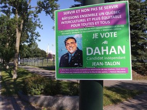 Ali Dahan, an independent candidate in Jean-Talon riding, was the subject of an online threat after his campaign posters were shot up with projectiles from an air gun.