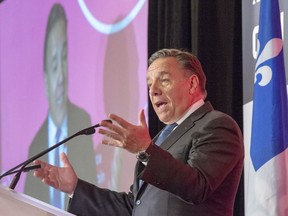Coalition Avenir du Quebec leader Francois Legault speaks to the Chamber of Commerce Friday, September 28, 2018 in Montreal.