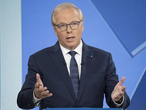 Jean-François Lisée at the Sept. 13 debate: the Parti Québécois leader wants to offer potential immigrants subsidized French classes in their country of origin.