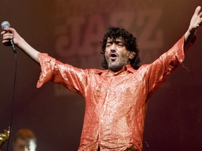 Rachid Taha closes the 2007 edition of the Montreal International Jazz Festival from the stage located at the intersection of Ste-Catherine and Jeanne Mance Sts.
