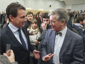 Pierre Karl Peladeau, left, who founded the IRAI, and Daniel Turp, its chairman, in 2014.