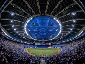 The Toronto Blue Jays host the St. Louis Cardinals in a pre-season game at Olympic Stadium  on March 26, 2018.